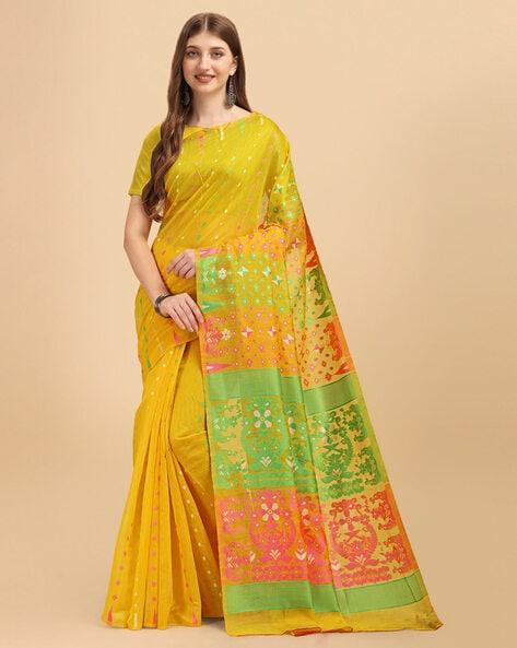 cotton linen dhakai jamdani saree traditional saree