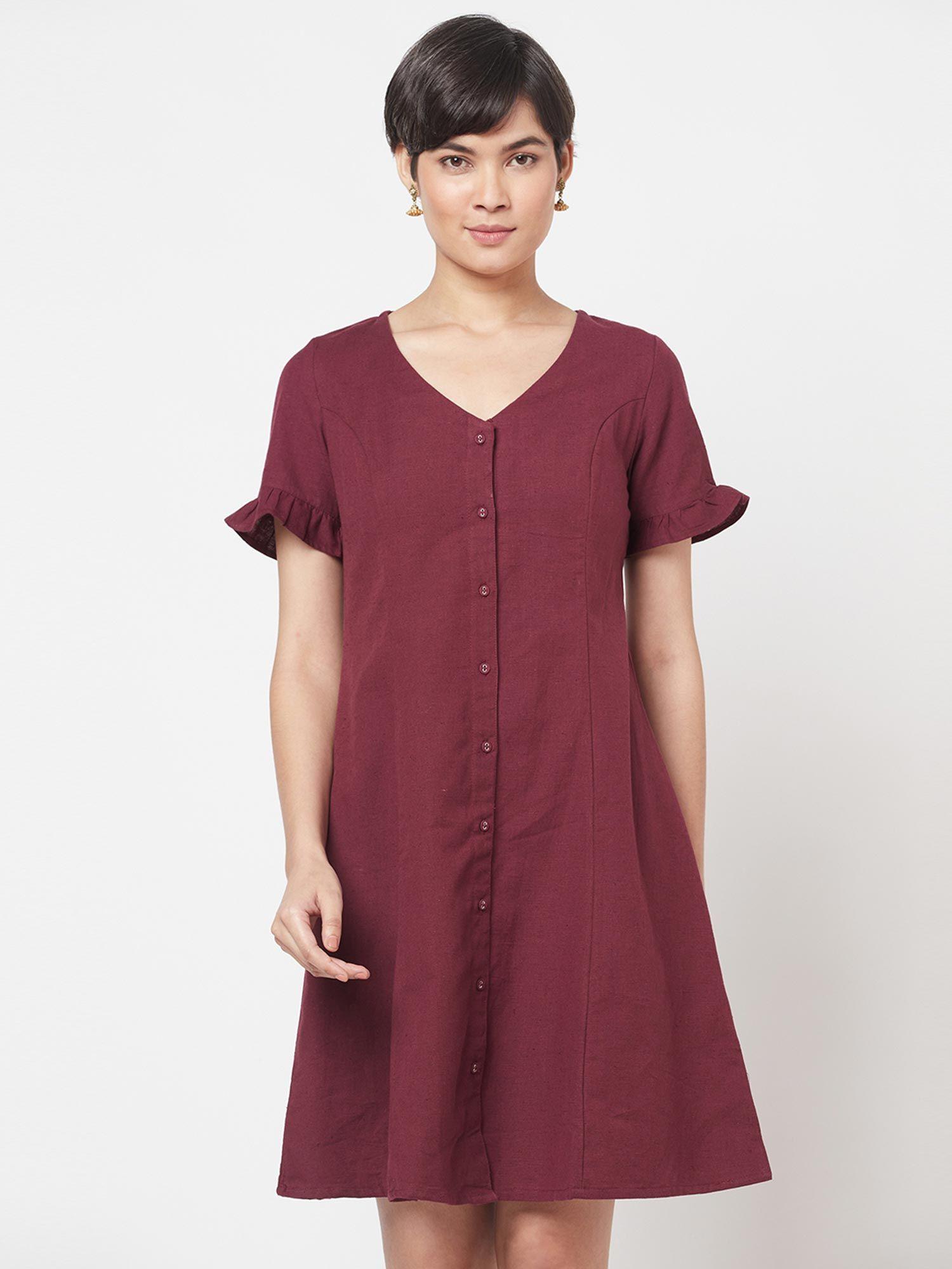 cotton linen flax printed dress