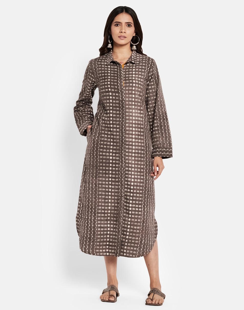 cotton linen flax printed dress