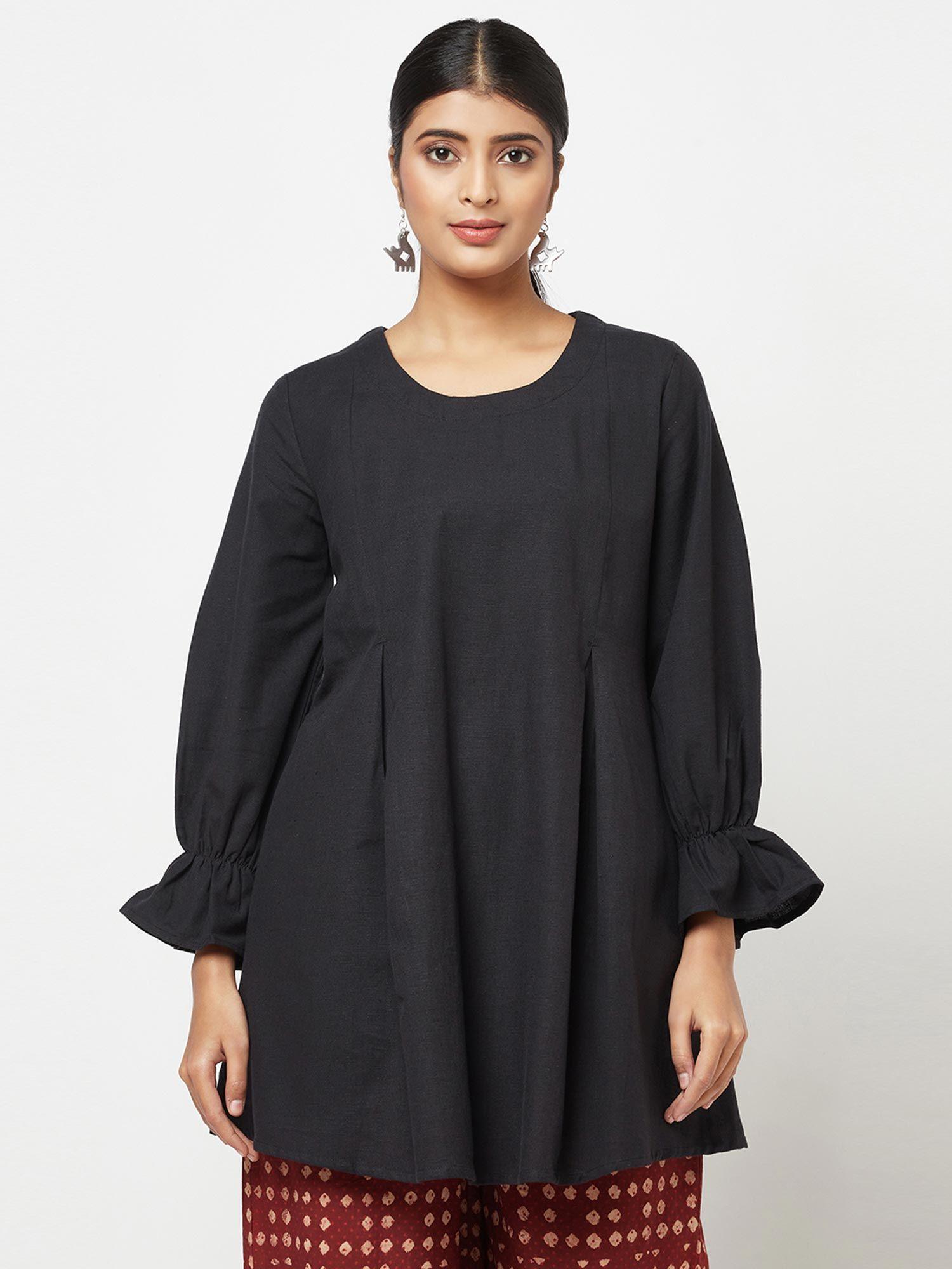 cotton linen flax solid tunic