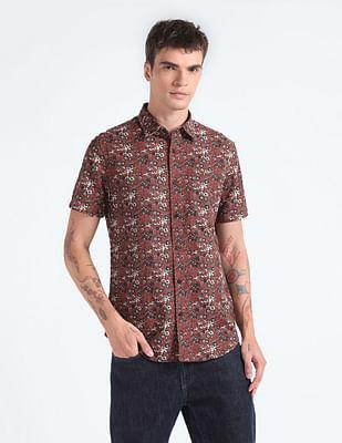 cotton linen floral print shirt