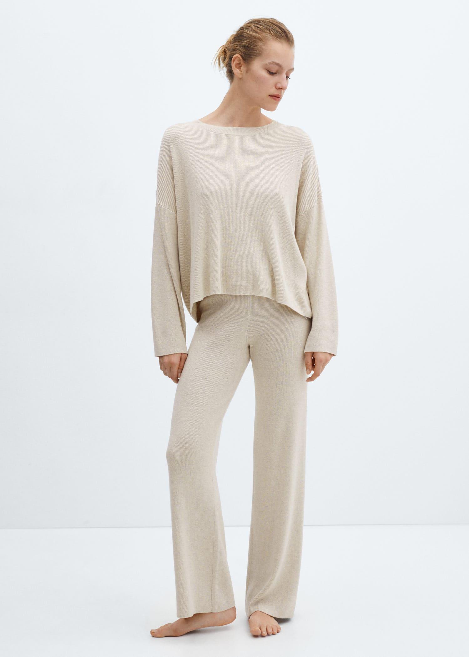 cotton-linen knitted trousers