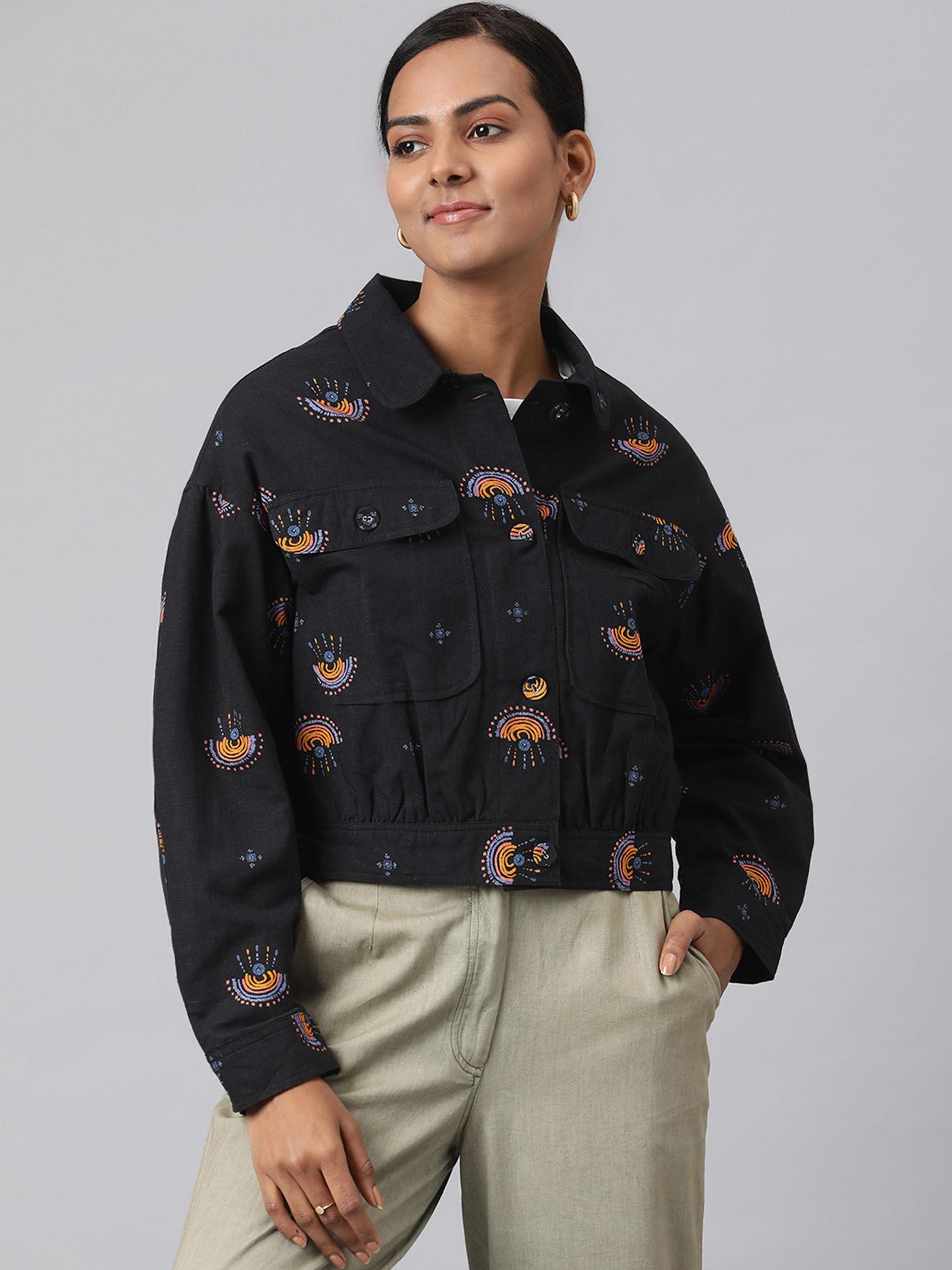 cotton linen printed jacket