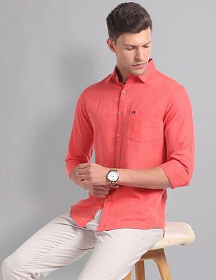 cotton linen slim summer shirt