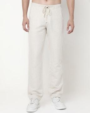 cotton linen straight fit trousers