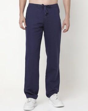 cotton linen straight fit trousers
