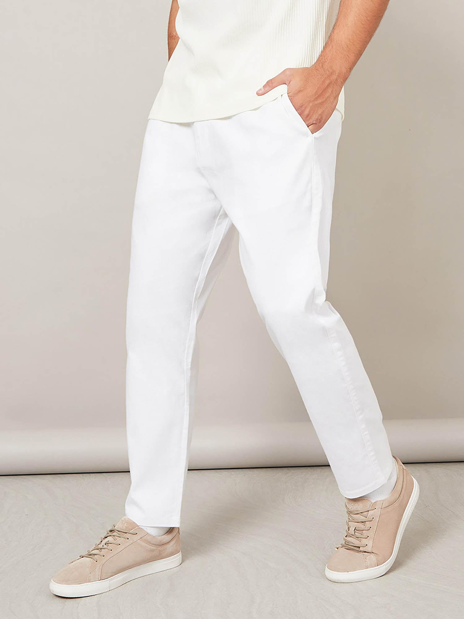 cotton linen trousers white