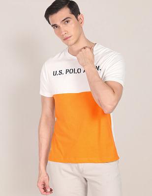 cotton logo colour block t-shirt