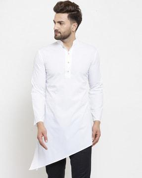 cotton long kurta with asymmetrical hemline