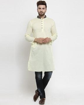 cotton long kurta with insert pockets