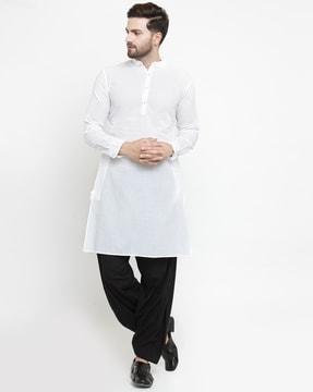 cotton long kurta with insert pockets