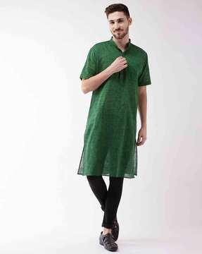 cotton long kurta with patch pocket