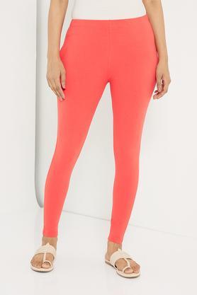 cotton lycra bio-washed leggings - coral