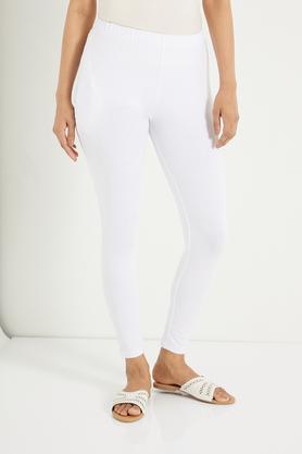 cotton lycra bio-washed leggings - white
