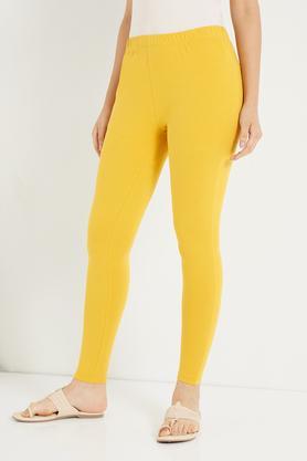 cotton lycra bio-washed leggings - yellow