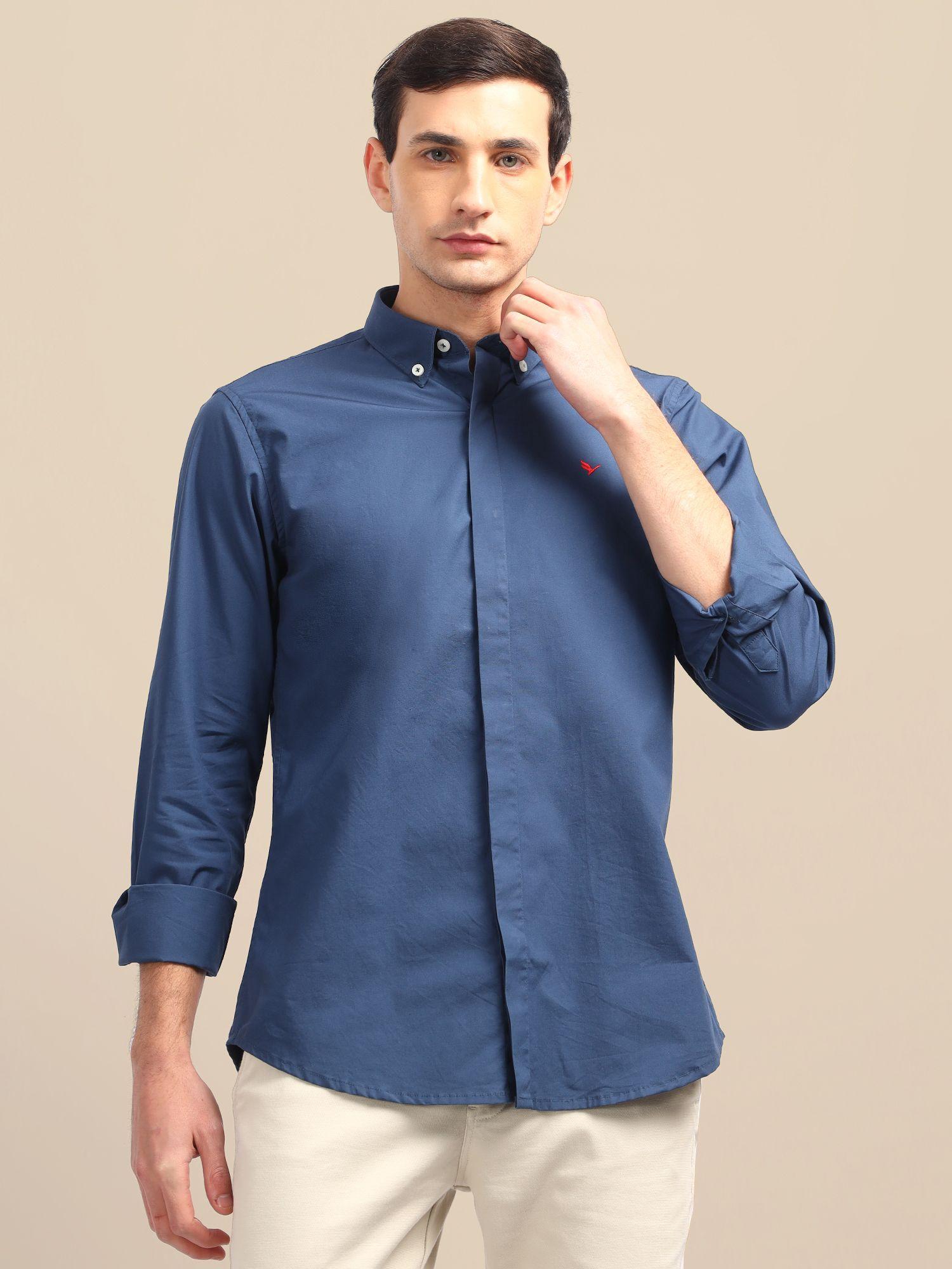 cotton lycra navy blue athleisure shirts