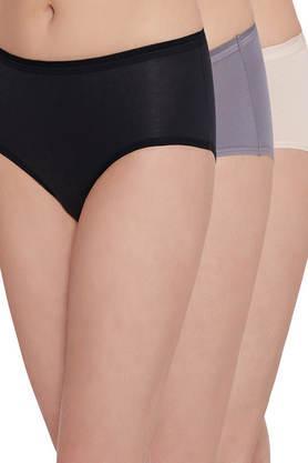 cotton medium coverage women's basic panties - pack of 3 - multi