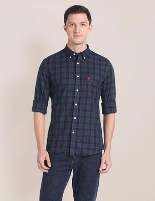 cotton melange tartan shirt