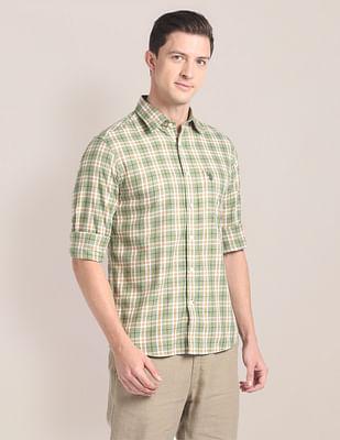 cotton melange tartan twill shirt