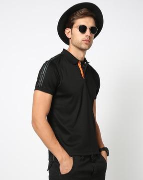 cotton mercerized slim fit solid polo t-shirt