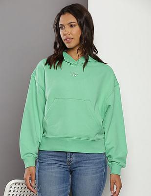 cotton monologo hooded sweatshirt