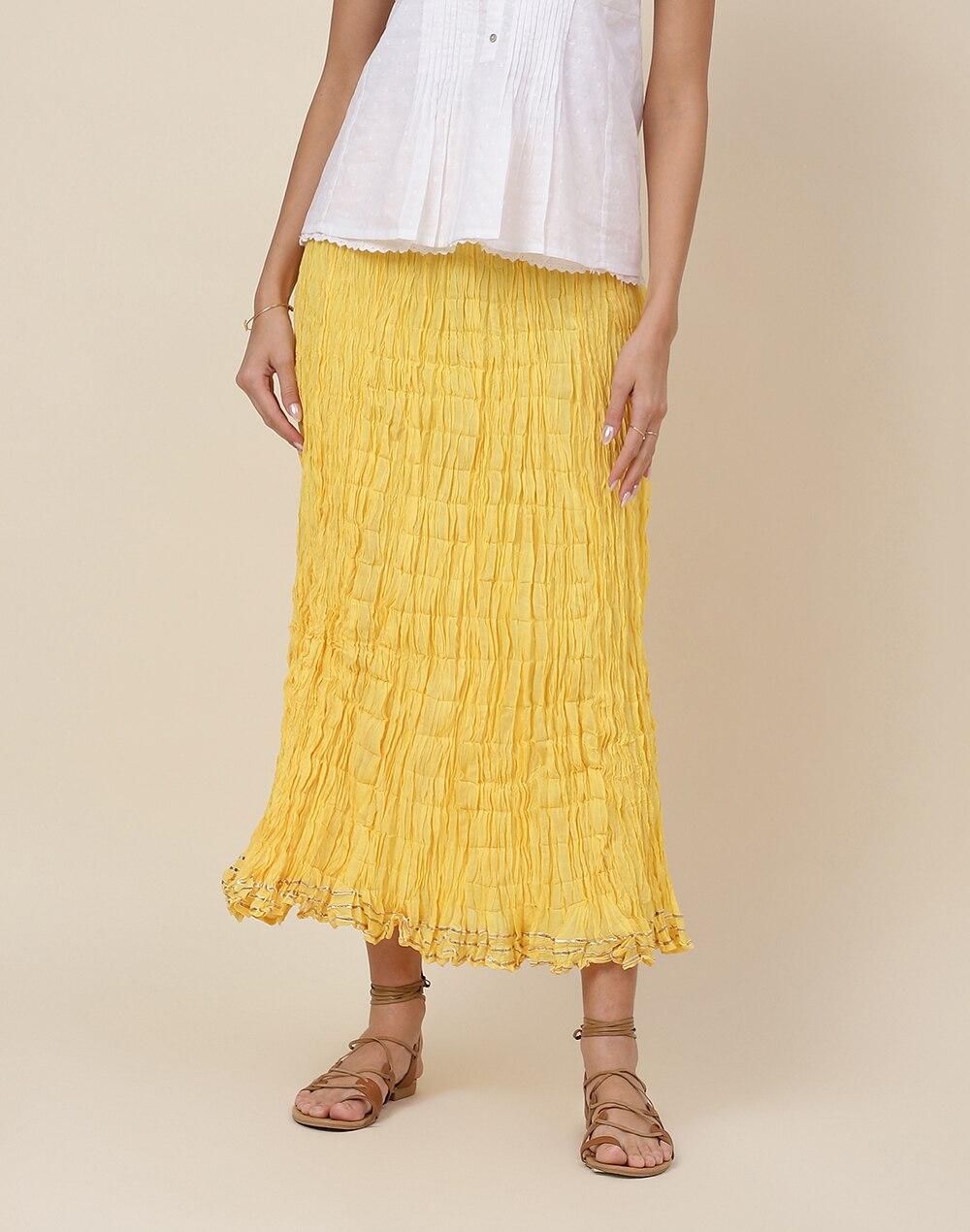 cotton mull drawstring long skirt