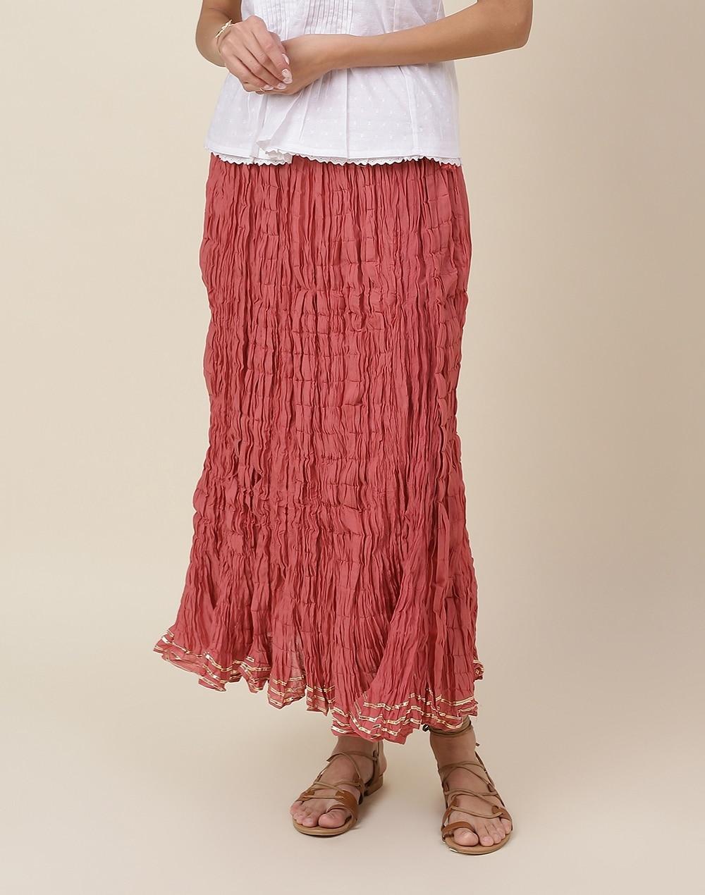cotton mull drawstring long skirt