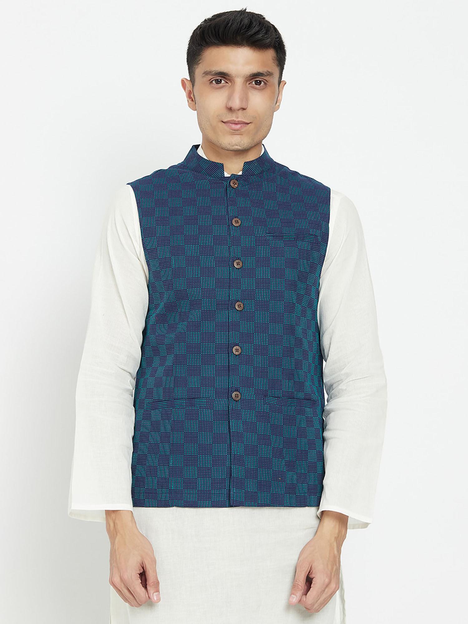 cotton nagari dobby nehru jacket