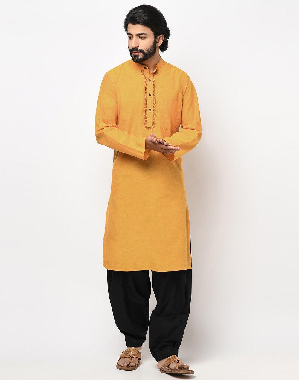 cotton nagari embroidered slim fit kurta