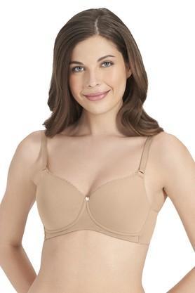 cotton non-wired lightly padded women's beginners bra - sand