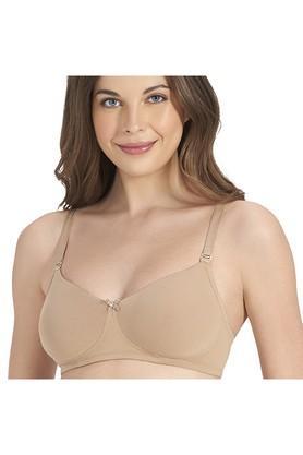 cotton non-wired non-padded women's beginners bra - sand