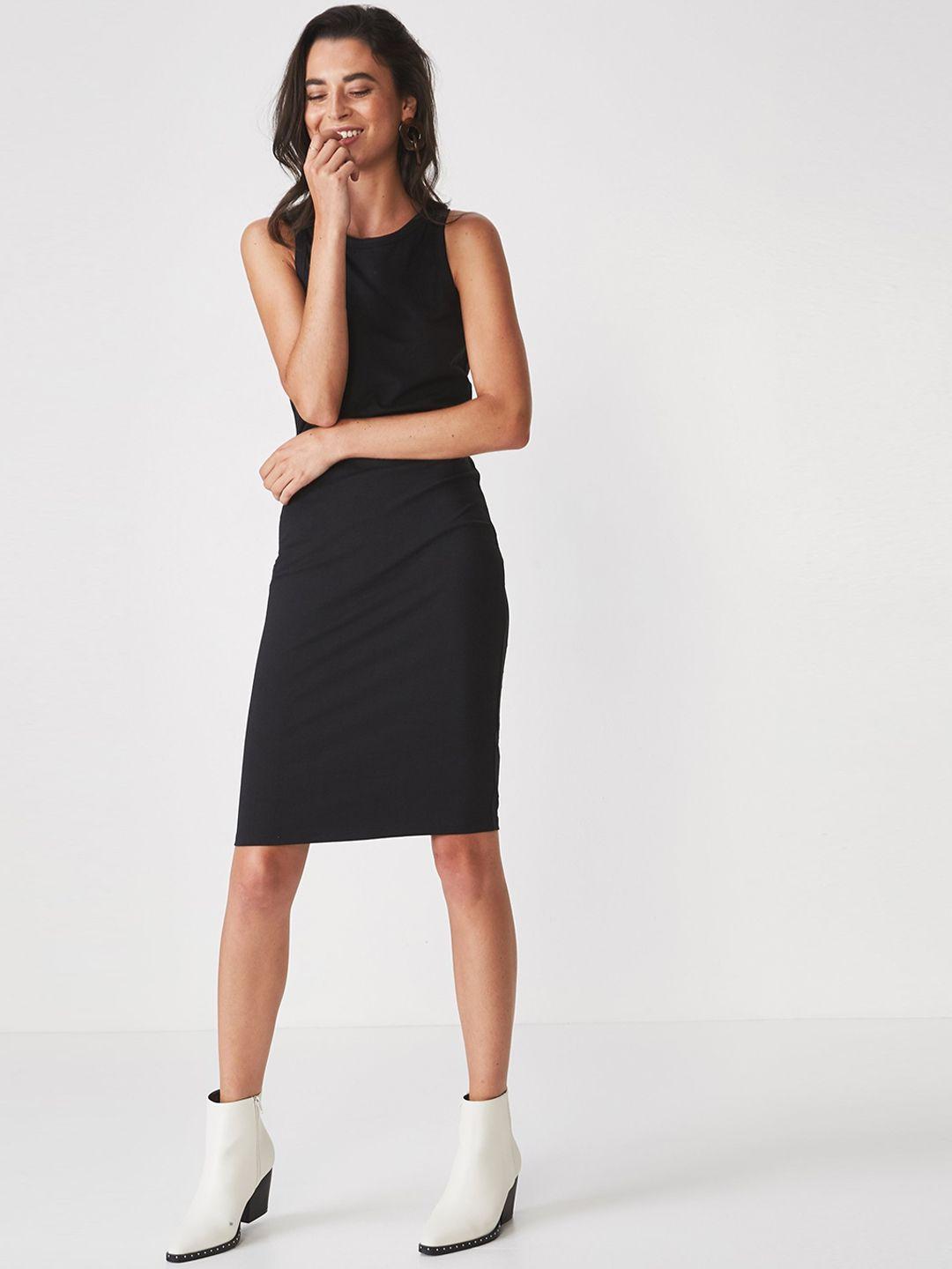 cotton on women black solid sheath dress