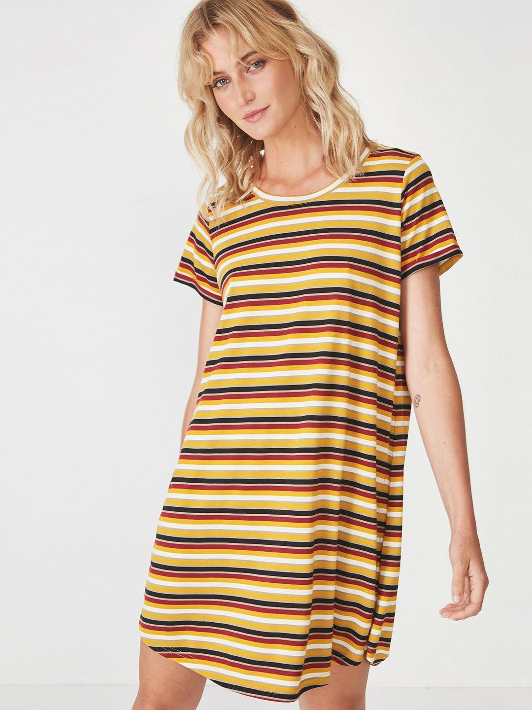 cotton on women multicoloured candy stripe t-shirt dress
