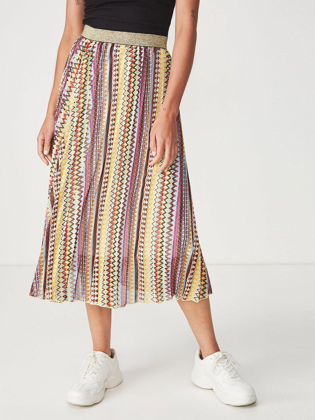 cotton on women multicoloured printed flared skirt