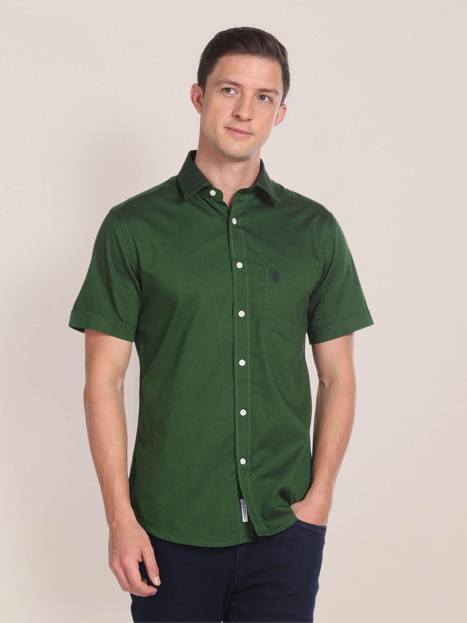 cotton oxford solid shirt