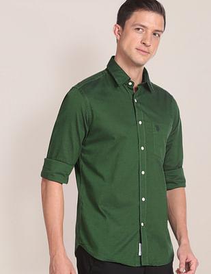 cotton oxford solid shirt