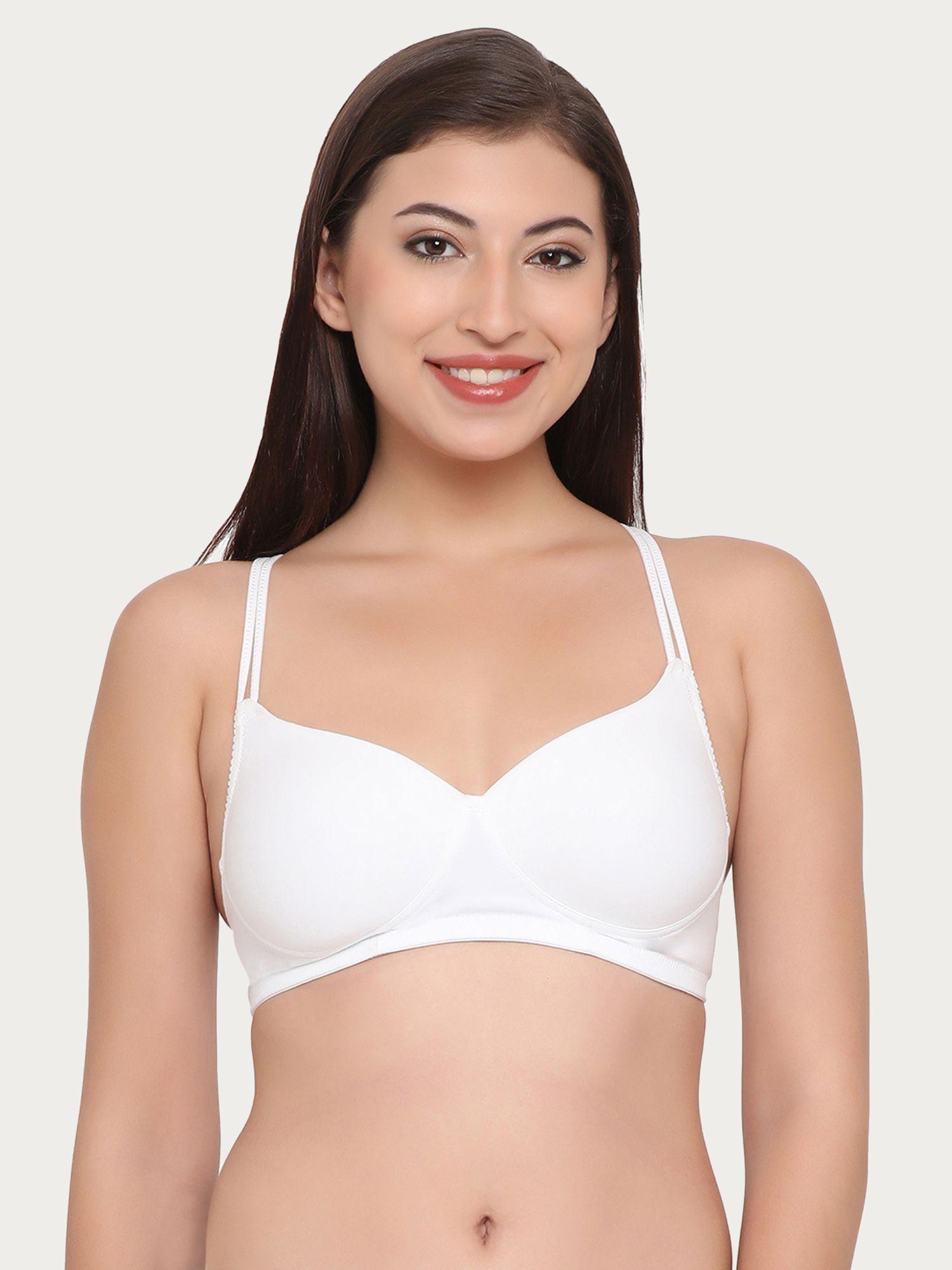 cotton padded non-wired racerback t-shirt bra white