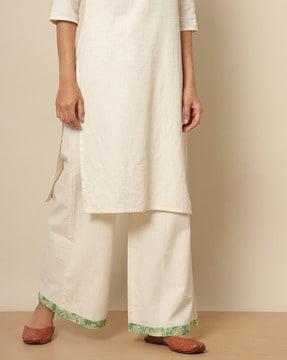 cotton palazzos with contrast border