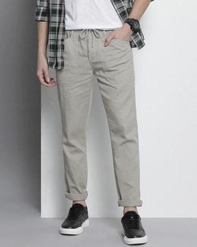 cotton pants with elasticated drawstring waist