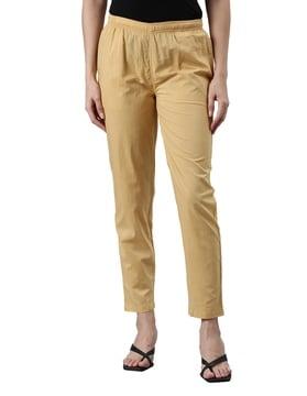 cotton pants with elasticated waist & insert pockets