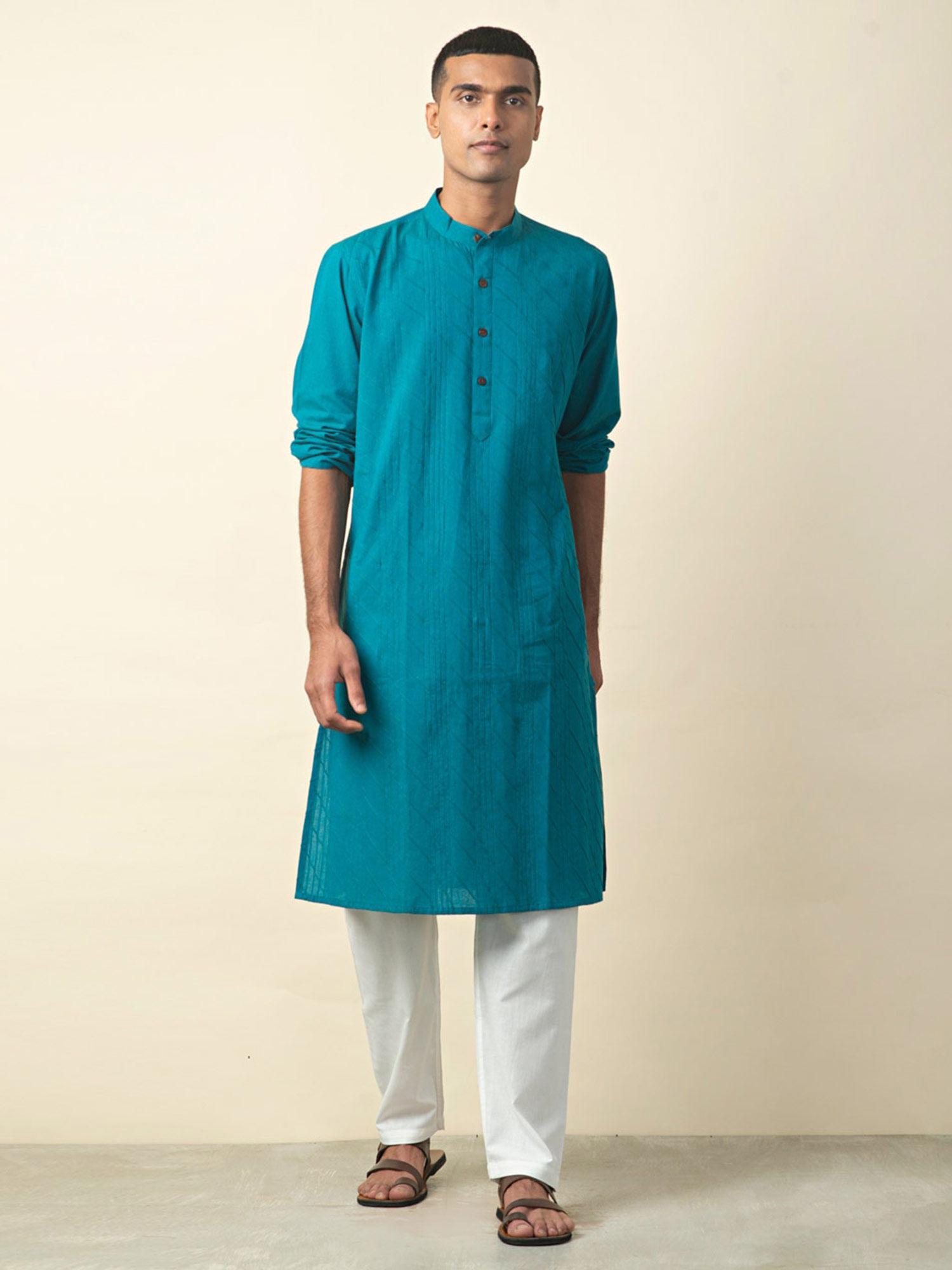 cotton pintuck slim fit long kurta