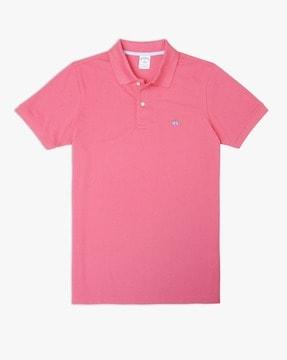 cotton pique engineered polo shirt