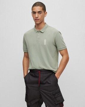 cotton-pique marker-inspired logo polo shirt