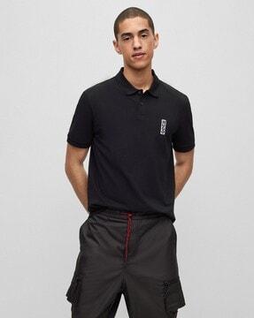 cotton-pique marker-inspired logo regular fit polo t-shirt