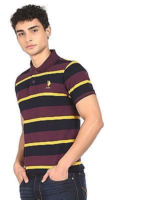 cotton pique striped polo shirt