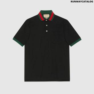 cotton piquet polo with web collar