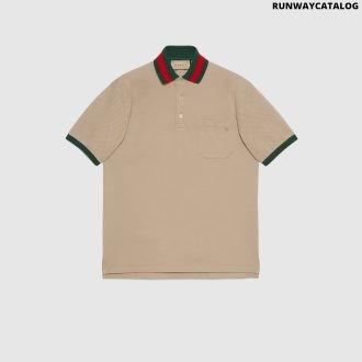 cotton piquet polo with web collar