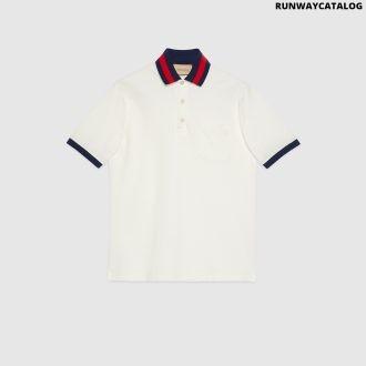 cotton piquet polo with web collar