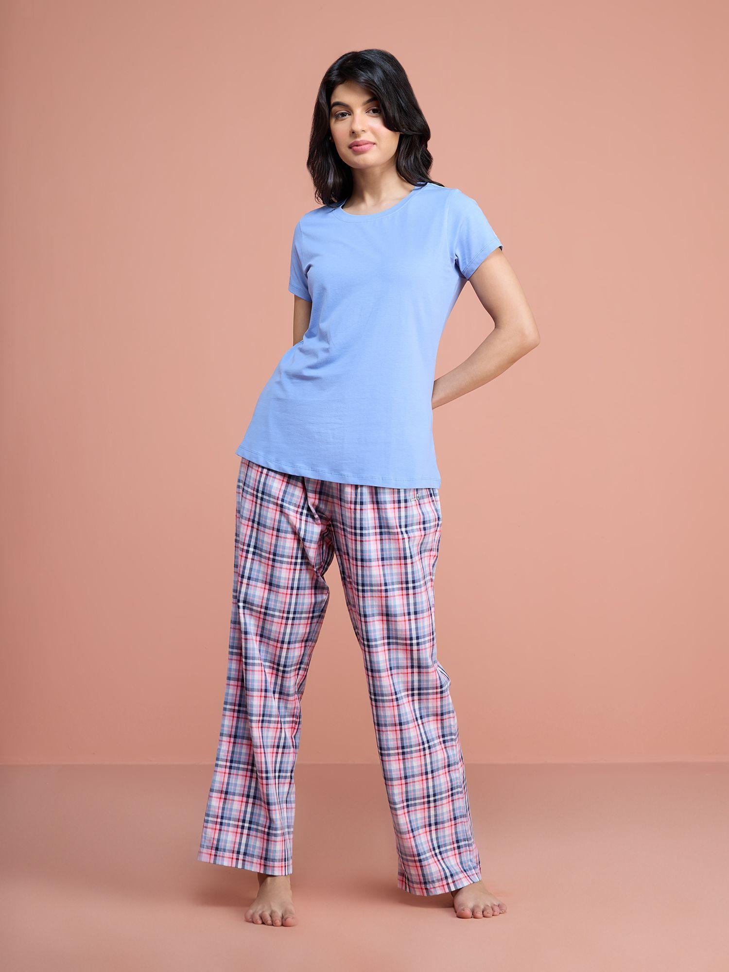 cotton plaid pajama - nys141 - lavender plaid