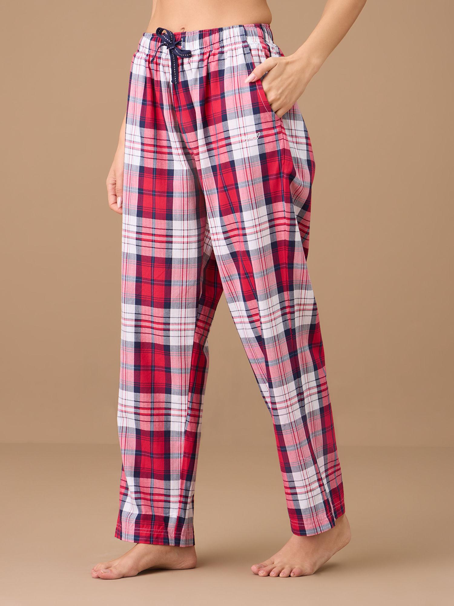 cotton plaid pajama - nys141 - red navy plaid